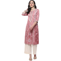 BIBA Women Printed Straight Kurta Mix and Match(Festive COLLECTION20341_Dusty PNK_42)