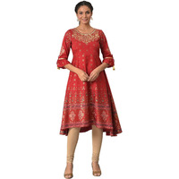 Aurelia Women's Polyester Regular Kurta (22AUA13598-506260_Red
