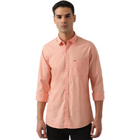Peter England Men's Classic Slim Fit Full Sleeve Oxford Shirt | 100% Cotton Orange