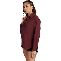 HIGH STAR Women's Oversized Fit Shirt (HSWSHW23509_WN_Red
