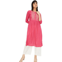 Max Women's Rayon Blend Regular Kurta (VIEKSU24DA_Pink_M