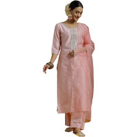 Libas Gerua Women's Silk Blend Kurta Sets (35646_Pink