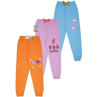 KYDA KIDS 100% Girls Cotton Printed Track Pants (Pack of 3)