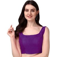 Pujia Mills Women's Silk Sleeveless Readymade Blouse (Sando_Purple_36 Alterable)