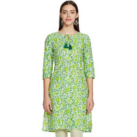 Amazon Brand - Myx Women's Cotton Regular Kurti (SS18E3_Green_L)
