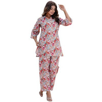 LookMark Women's Trendy Printed Cotton Blend Straight Orange Color Kurta and Palazzo Set (AZ-LM-P1-KS2075 Orange-XXL)