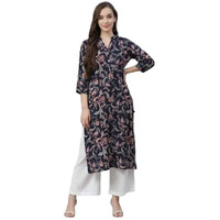 PATLANI Women's Crepe Full Stitched Kurti. Dark Blue