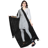 RANI SAAHIBA Women's Art Silk Dupatta (SKRDD1406, Black)