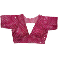 Vihu Fashion Womens Fancy Readymade Half Sleeve Sequins Saree Blouse(Sequins Butti Pink_38)