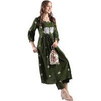 GoSriKi Women's Rayon Blend Anarkali Printed Kurta with Pant (ANVESHI METHI-VKS03-GS_S_Green_Small)