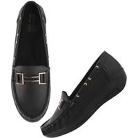 Shoetopia Women's Flat Loafers Black