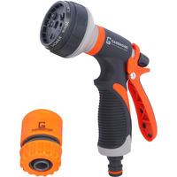 Garbnoire 8 in 1 Heavy Duty Hose Nozzle Water Spray High Pressure for Gardening, Flower, Plants, Lawn, Multi Functional Cleaning, Showering Pet & Wash Cars,8 Pattern Orange Gun, Pack of 1, ABS plastic