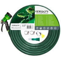 EPISKEY Heavy Duty Expandable Garden Hose - Flexible Water Pipe with Double Latex Core, 7 Pattern Spray Gun, Braided Outer Layer - Small No Kink Hose (Multicoloured) (30 Meter)