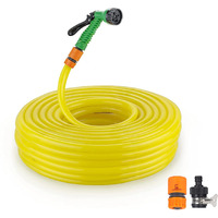 Garbnoire 15M 0.5 Inch Pvc Heavy Duty Yellow Garden Pipe | Lightweight, Durable & Flexible Garden Hose With Garden Accessories Like Hose Quick Connector, Tap Adapter & Water Spray Gun (Nozzle)