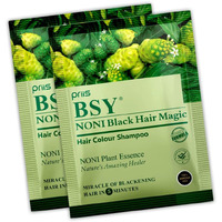 BSY Noni Black Hair Magic Hair color shampoo (20ml x 10 Sachets) | Ammonia Free Hair Color Shampoo for men,Natural Black Permanent Hair Dye Shampoo for women,Noni Fruit Hair Dye,Hair Coloring Shampoo