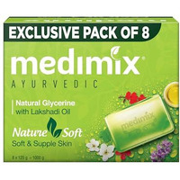 Medimix Ayurvedic Natural Glycerine Bathing Soap With Lakshadi Oil For Soft, Supple & Moisturised Skin 125g (Combo Pack of 8) | Natural | Herbal | Paraben-free & Sulphate-free | 100% Vegan