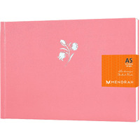MENORAH - A5- Sketch Book for Artist -140 GSM-(58 Sheets / 116 Pages)- Art Journal (Size 14.8 cm x 21.0 cm)-Drawing Book -Hard Case Bound-Handmade-CASSATA Sketchbook-(Cherry Pink- Orchid)- Landscape