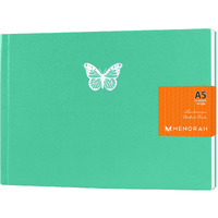 MENORAH - A5 Sketch Book for Artist -140 GSM -(58 Sheets/116 Pages)  A5 Stylish Art Journal for Girls - (Size - 14.8 cm x 21.0 cm) -Handmade-CASSATA Sketchbook (Sweet Mint - Butterfly) - Landscape