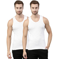 Dixcy Scott Originals Men s Round Neck Sleeveless Body Fit Solid Regular Fit Vest - Victory Vest(White And White - Pack Of 2 )-Large