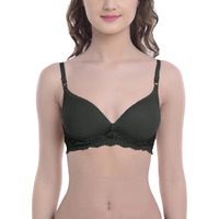 FIMS - Fashion is my style Women s Padded Lace Cotton Non Wired Full Coverage T-Shirt Bra Shaper Push up Teenage Regular Use Comfortable Bra Black-Size 36