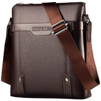 BROGBUS HANDBAG pu Leather Men Bag Casual Business Messenger Bag for Cross body Bag Male Shoulder Bags (Brown, L- 10.05inch H- 11.5inch W- 3inch)