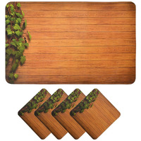 Yellow Weaves 4 Piece Wooden Style PVC Dining Table Placemats, (Color - Brown)