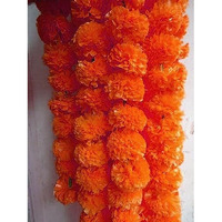 HOME BUY Artificial Marigold Flowers for Decoration Garland for Diwali & Festivals | 5 Feet Long 5 Pcs (Orange)