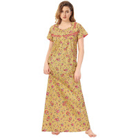 Soulemo Women Cotton Mustard Maxi Nighty 499Hl (Size - L)
