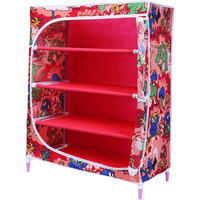 Little One S | 4 Shelves Baby Foldable Wardrobe | Jungle Red (Made In India) - Fabric
