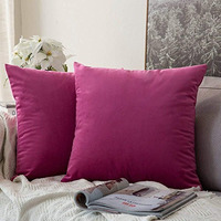 Khooti Velvet Cushion Cover, 18x18 (Pink)(Pack of 2)