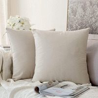 Khooti Velvet Cushion Cover, 14x14 (Cream White)(Pack of 2)