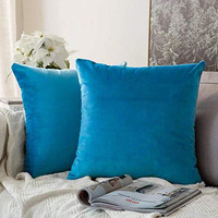 Khooti Velvet Cushion Cover, 10x10 (Bondi Blue)(Pack of 5)