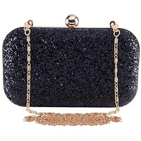 TOOBA Women Handicraft Hand Embroidered Box Clutch Bag Purse For Bridal, Casual, Wedding (Black)