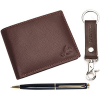 HORNBULL Maddison Brown Leather Wallet for Mens, Keyring & Pen Combo Gift Set for Men | Wallet Men Leather Branded