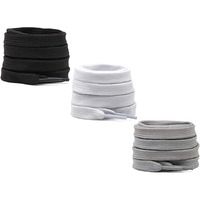 SHOESHINE Sport Shoelaces (3 Pairs) Flat Hollow Design casual shoe laces, Black,White, Lght Grey