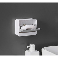 Arura (Label) Flip Wall Mounted Soap Holder With Drain Drawer Soap Box Dish Easy Cleaning For Home Kitchen Bathroom (Random Color)