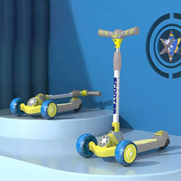 Staranddaisy Kids Scooter 3-14 Years Girls & Boys / 3 Wheel Led Light Kick Skate Scooter For Kids With 5 Gear Height Adjustment, Upto 100Kg Weight Support Chassis, One Click Easy Fold - Grey