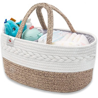 A Baby Cherry Cotton-Diaper Baby Products Caddy|Baby Bags For Newborn|Diaper Caddy Bag Organizer Large Capacity(40 * 28 * 20Cm)|Nursery Storage Bin And Car Organizer For Diapers And Baby Wipes(Brown)