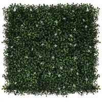 Golden Cart Plastic Artificial Wall Grass For Home Decoration (8 Pcs) I Grass Mat For Wall I Vertical Garden Artificial Plants (Lemon Green White Flowers Design, 50Cm X 50Cm X 5Cm, Pack Of 8)