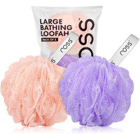 Ross Large Bath Loofah Sponge Scrubber Exfoliator For High Lather Cleansing (Peach And Purple)