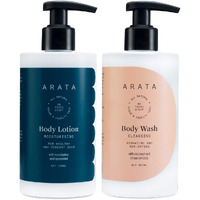 Arata Natural Body Care Set For Women & Men With Body Lotion (300 Ml) & Body Wash (300 Ml) || All-Natural, Vegan & Cruelty-Free || For Intensive Nourishment & Toxin-Free Cleansing