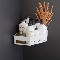 Satpurush Plastic Bathroom Accessories, Bathroom Rack, Bathroom Shelf Organizer, Wall Mounted Shelf, Bathroom Hardware And Accessories, Storage Racks, (1 Pack, Corner Shelf), White