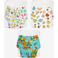 Superbottoms Basic Easy - Pack Of 3 |3 Cloth Diapers+ 3 Inserts - Freesize Adjustable And Reusable Cloth Diaper For Babies 0-3 Years | With Quick Drying Prefold Style Soaker-Assorted