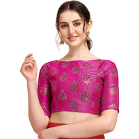 Oomph! Jacquard Pink Readymade Blouse For Women - Rbbl169Xl (Color May Slightly Vary Due To Photographic Effect)