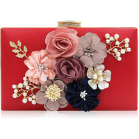 Inovera (Label) Ladies Floral Evening Clutch Women Party Wedding Purse Bag (Red)