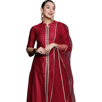 Indo Era Women's Viscoseembroidered Straight Kurta Trouser With Dupatta Set (Kd9Rd3745Xxl_Red_2Xl-Size)