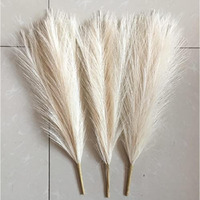 Satyam Kraft 3 Pcs Small Faux Pampas Grass | Fluffy Artificial Flowers For Home, Office, Bedroom, Wedding & Festival Dcor (Off-White, Without Vase/Pot)