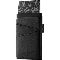 Vogard Unisex Pop Up Wallet Credit Card Holder With Extra Leather Slots Rfid Blocking Slim Metal Card Case | 8 Card Slots (Black)