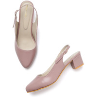 Marc Loire Women's Block Heel Pumps With Adjustable Ankle Strap, Nude, 6 Uk
