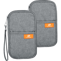 Dahsha 2 Pack Travel Family Passport Holder Card Holder Wallet Travel Accessories Document Organizer, Passport Cover, With Removable Hand Strap For Men And Women (Grey, 13 X 3 X 23 Cm)